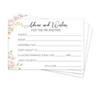 Lot de 25 cartes de conseils et de souhaits de mariage à motif floral pour les jeunes mariés et mariés, idéal pour une réception de mariage, 10,2 x 15,2 cm - A04