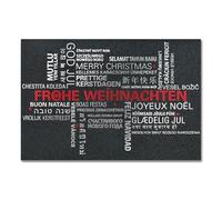 Lot de 25 cartes de Noël textes - Carton irisé gris foncé - Format B6 : 17,0 x 11,5 cm - Format paysage - Enveloppe incluse - Gaufrage rouge et argenté