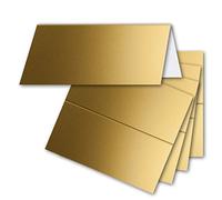 Lot de 25 cartes de table, dorées, métallisées, 4,5 x 10 cm, vierges, doubles - Cartes de place et cartes nominatives pour mariage et fêtes