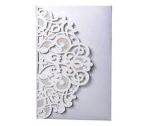 Lot de 25 cartes d'invitation creuses à trois volets, 5 cartes d'invitation de mariage vintage de 7 pouces, cartes de vœux découpées au laser (carte extérieure + page intérieure) Faire-part(Wit)
