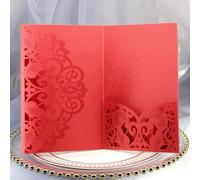 Lot de 25 cartes d'invitation creuses à trois volets, 5 cartes d'invitation de mariage vintage de 7 pouces, cartes de vœux découpées au laser (carte extérieure + page intérieure) Faire-part(Rot)