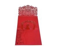 Lot de 25 cartes d'invitation mariage découpées au laser 3D à trois volets for mariée et marié, carte vœux en dentelle, fournitures fête(Only Red Cover)