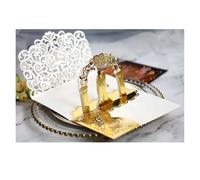 Lot de 25 cartes d'invitation mariage découpées au laser 3D à trois volets for mariée et marié, carte vœux en dentelle, fournitures fête(Gold Cover)