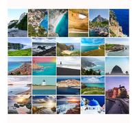 Lot de 25 cartes postales côtières avec plages, falaises et mer, vierges, format A6, cartes postales photo pour vœux de voyage, postcrossing, anniversaire et vacances Fjord, Atlantique, Méditerranée