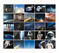 Lot de 25 cartes postales spatiales avec astronautes - ISS, Apollo & Mars-Rover vierges - Format A6 - Cadeau pour enfants, anniversaire d'enfant, sac scolaire et postcrossing - Station spatiale