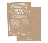 Lot de 25 cartes rustiques Guess If The Price is Right pour fête prénatale pour garçons et filles