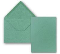 Lot De 25 Cartes Simples, En Papier Kraft Avec Enveloppes - Format A6/C6 - Vert Eucalyptus - 14,8 X 10,5 Cm - Sans Pli