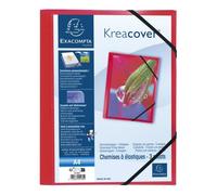 Lot de 25 Chemise à élastique 3 rabats KREACOVER polypro, personnalisable, coloris rouge