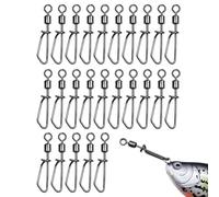 Lot de 25 clips rapides pour leurres de pêche - Crochets et clips avec rotation à 360 ° - Pinces rapides lisses pour les amateurs de pêche - Accessoires de pêche pratiques pour débutants et