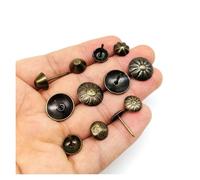 Lot de 25 clous décoratifs en laiton antique for tapisserie, coffre à bijoux, boîte à vin, étui en bois, canapé, clou de porte, fleur(C cap diameter 17mm)