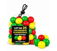 Lot de 25 Cochonnets Fluorescents pour Pétanque + 5 Offerts - Pack de 30 Buts en Bois Fluo