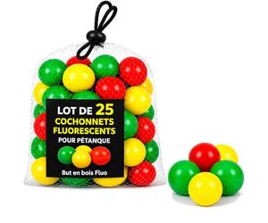 Lot de 25 Cochonnets Fluorescents pour Pétanque + 5 Offerts - Pack de 30 Buts en Bois Fluo