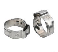 Lot de 25 colliers de serrage en acier inoxydable avec compression continue à une oreille pour un maintien sûr et une longue durée de vie sur plusieurs applications de tuyau (15,3 mm)