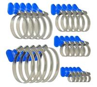 Lot de 25 Colliers de Serrage Inox Réglables pour Tuyaux D'Eau, Collier de Serrage Métallique Durite Piscine, Gaz et Piscine - 5 Tailles (10-70 mm) avec Écrou à Oreilles