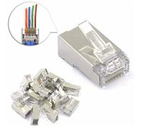 Lot de 25 Connecteur RJ45 CAT6 Embout de Connecteur Blindé Nickelé RJ45 8P8C Via Une Prise Modulaire Ethernet LO-Ron