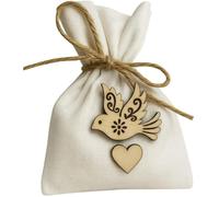 Lot de 25 contenants à Dragées Pochons en Tissu Blanc & Colombe + Ficelle - Sachets Cadeaux Invités Baptême, Communion, Mariage