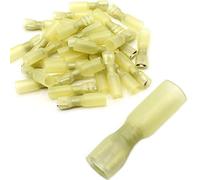 Lot de 25 cosses de câble avec gaine thermorétractable entièrement isolée ou partiellement isolée - Connecteurs femelles - Largeur de fiche : 6,3 mm - Jaune : 4-6 mm² - Jaune : cosses plates