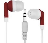 Lot de 25 couteurs intra-auriculaires LowCostEarbuds rouges/blancs, emball s individuellement (CB-RED25-WRAP-FBA)