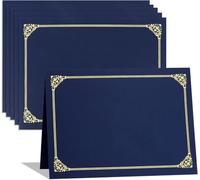 Lot De 25 Couvertures De Certificat, Porte-Certificats, Couvertures De Certificat Avec Bordure En Feuille D'or, Pour Les Documents, Les Diplômes, Les Enveloppes Et Les Lettres De 8,5x11inch (Bleu)