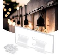 Lot de 25 crochets pour guirlande lumineuse boule intérieure et extérieure - Clips de câble autocollants étanches pour éclairage de Noël - Gestion des câbles transparents - Serre-câbles - Organisateur