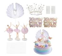 Lot de 25 décoration de gâteau sur le thème du ballet, anniversaire ballerine papillon pompons