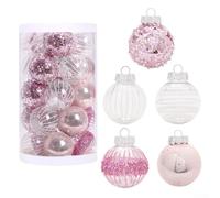 Lot de 25 décorations à suspendre pour sapin de Noël avec paillettes pour fête, mariage, cérémonie et décoration de fête (rose)