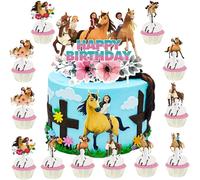 Lot De 25 Décorations De Gâteau D'anniversaire Motif Cheval Spirituel - Fournitures De Fête Sur Le Thème De L'esprit - Fournitures De Fête D'anniversaire Sur Le Thème De L'esprit Pour Garçons Et