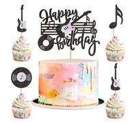 Lot de 25 décorations de gâteau d'anniversaire musicales - Pour les amateurs de musique, le théâtre, le concert