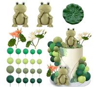 Lot de 25 décorations de gâteau en forme de grenouille - Décoration de gâteau d'anniversaire - Forêt tropicale