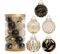 Lot de 25 décorations de Noël de 6 cm pour fêtes, mariages et jardins d'intérieur (noir doré)
