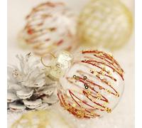 Lot de 25 décorations de sapin de Noël avec finition pailletée pour décoration de sapin de Noël, mariage et fête (rouge doré)
