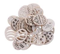 Lot de 25 décorations en bois à suspendre - Étiquettes en bois brut - Forme d'œuf de Pâques - Tranches de bois pour travaux manuels - Drapeau de Pâques