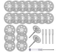 Lot de 25 disques à tronçonner de 22 mm pour outils rotatifs Dremel, avec mandrin et tournevis de 4 x 3 mm, kit d'accessoires pour travaux de précision et bricolage