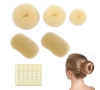 Lot de 25 donuts pour chignon - Rembourrage de cheveux avec 20 épingles à cheveux dorées, beige - Pour danseuses, ballerines, filles, etc. - Coiffures quotidiennes (beige)