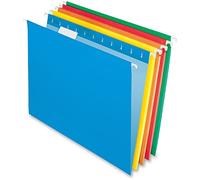 Lot de 25 dossiers suspendus de format lettre, couleurs assorties, onglets réglables 1/5, 25 par boîte, 1 lot
