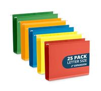 Lot de 25 dossiers suspendus renforcés de 5,1 cm, conçus pour les dossiers volumineux, les graphiques médicaux, couleurs assorties, format lettre