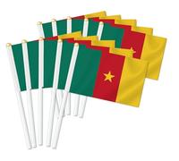 Lot de 25 drapeaux de Cameroun Handheld, décor tenu à la main, bannière de décoration à la main Cameroon