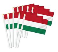 Lot de 25 drapeaux de la Hongrie Handheld, décor de Hongrie tenu à la main, bannière de décoration à la main Hungary