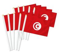 Lot de 25 drapeaux de la Tunisie à main - Décoration tunisienne tenue à la main - Bannière décorative