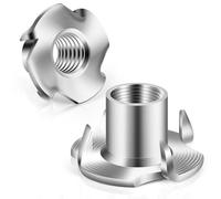Lot de 25 écrous en T 1/4"-20 en acier inoxydable 304 à 4 dents pour bois, escalade, meubles, 25 pièces