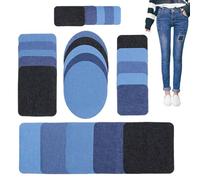 Lot de 25 écussons thermocollants pour jeans pour réparation intérieure et extérieure, formes rectangulaires, carrées et ovales, kit de tissu pour réparer la décoration