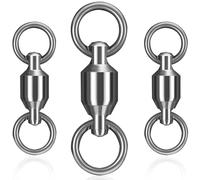 Lot de 25 émerillons pivotants à roulement à billes haute résistance en acier inoxydable solide soudés - Accessoires de pêche taille 3 # pour la pêche en eau douce et salée