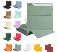 Lot de 25 Ensemble d'Aimant à Lettre - Eucalyptus (Vertes) - 13.3 x 18.3cm - Enveloppes Miniatures avec Collage Humide pour vœux Floraux, Cartes de vœux, pendentifs et Cadeaux en Argent