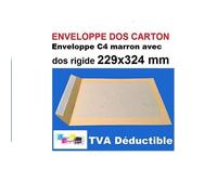 Lot de 25 enveloppe DOS CARTON RIGIDE A4, pochette MARRON blond C4 229 X 324 poche, sac rigide pour envoi sans plier. l'enveloppe