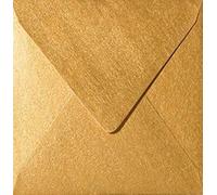 Lot de 25 enveloppes 13 x 13 cm, 120 g/m², carrées, avec fermeture humide, sous vide, dorées métallisées