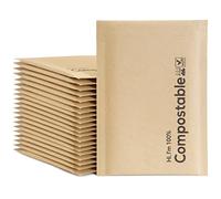 Lot de 25 enveloppes à bulles 100 % biodégradables en kraft marron #0 compostables - Enveloppes rembourrées auto-adhésives - 15,2 x 25,4 cm