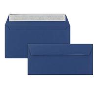 Lot de 25 enveloppes à lettre DIN long - Bleu foncé/bleu nuit - 110 g/m² - 11 x 22 cm - Très indéformables - Fermeture adhésive - Marque de qualité : FarbenFroh by Gustav Neuser