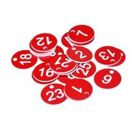 Lot de 25 étiquettes numérotées 1 à, porte-clés, étiquette casier, d'identification gravée for vêtements, vente en direct, décoration, signes numériques pour Hôtels Bureaux(Red)