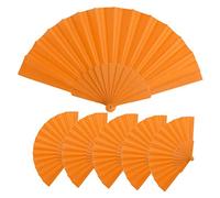 Lot de 25 éventails en plastique et tissu polyester, dimensions 43 x 23 cm, 47 g, éventails bon marché, détails mariage, baptême, communion, éventails personnalisables (orange)