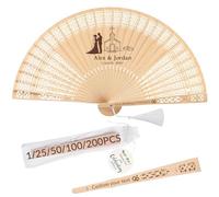 Lot de 25 Éventails Mariage Personnalisables en Bois, Gravure Nom, Date ou Logo, Cadeaux Invités pour Enterrement de Vie de Jeune Fille, Mariage